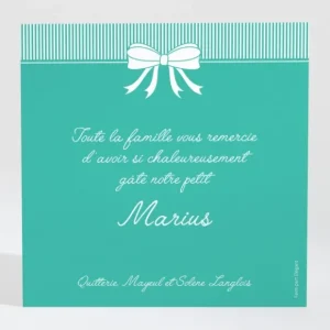 Remerciements naissance Cadre photo noeud elegant*Faire-part Elégant New