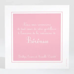 Remerciements naissance Cadre sobre et elegant*Faire-part Elégant Online
