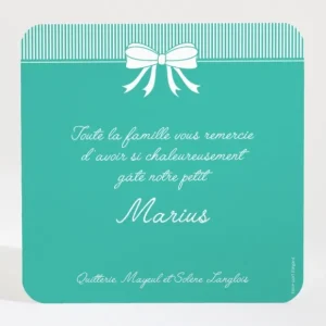 Remerciements naissance Cadre photo noeud elegant*Faire-part Elégant New