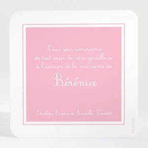 Remerciements naissance Cadre sobre et elegant*Faire-part Elégant Online