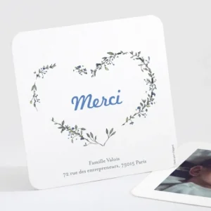 Remerciements naissance Coeur de vie*Faire-part Elégant Best