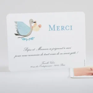 Remerciements naissance Cigogne*Faire-part Elégant Best