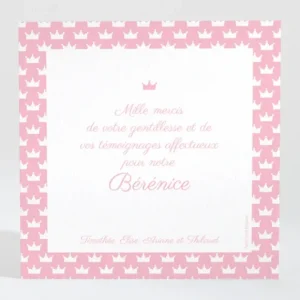 Remerciements naissance Couronnes*Faire-part Elégant Online