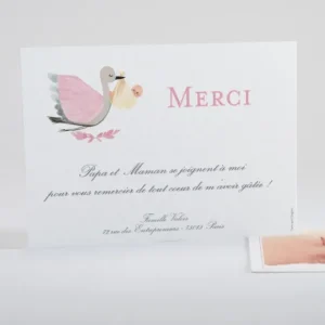 Remerciements naissance Cigogne*Faire-part Elégant Best