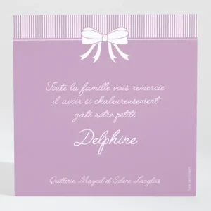 Remerciements naissance Cadre photo noeud elegant*Faire-part Elégant New