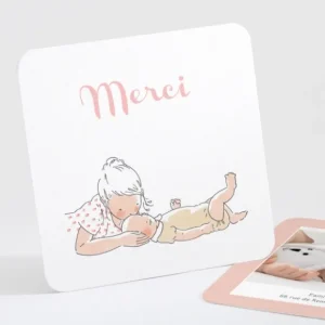 Remerciements naissance Calin frangine*Faire-part Elégant Sale