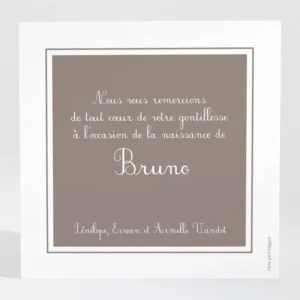 Remerciements naissance Cadre sobre et elegant*Faire-part Elégant Online