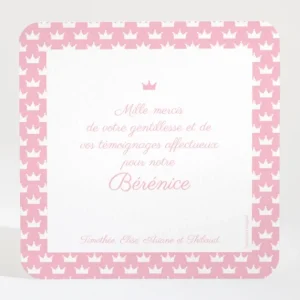 Remerciements naissance Couronnes*Faire-part Elégant Online