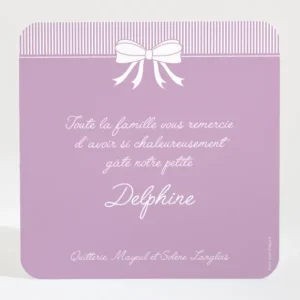 Remerciements naissance Cadre photo noeud elegant*Faire-part Elégant New