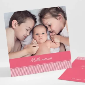 Remerciements naissance Cadre photo noeud elegant*Faire-part Elégant New