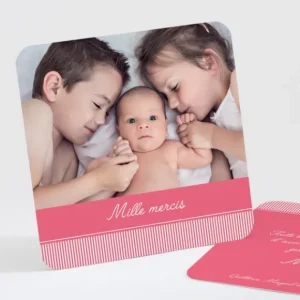 Remerciements naissance Cadre photo noeud elegant*Faire-part Elégant New