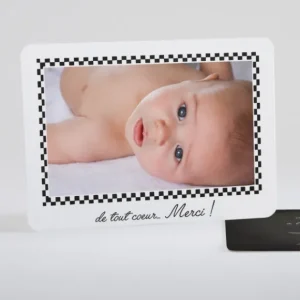 Remerciements naissance Damier ardoise*Faire-part Elégant Discount