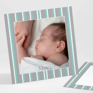 Remerciements naissance Double rayure elegante*Faire-part Elégant Outlet