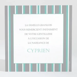 Remerciements naissance Double rayure elegante*Faire-part Elégant Outlet