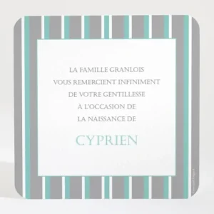 Remerciements naissance Double rayure elegante*Faire-part Elégant Outlet