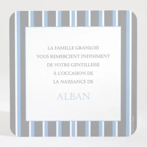 Remerciements naissance Double rayure elegante*Faire-part Elégant Outlet
