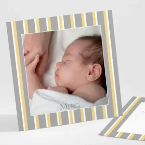 Remerciements naissance Double rayure elegante*Faire-part Elégant Outlet