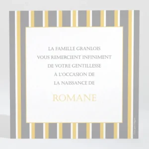 Remerciements naissance Double rayure elegante*Faire-part Elégant Outlet