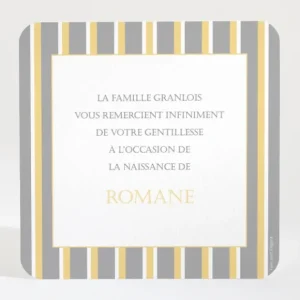 Remerciements naissance Double rayure elegante*Faire-part Elégant Outlet