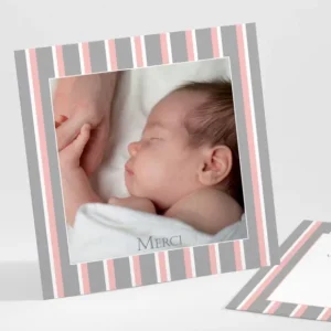 Remerciements naissance Double rayure elegante*Faire-part Elégant Outlet