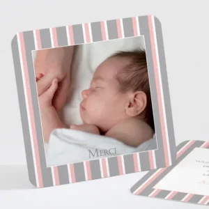 Remerciements naissance Double rayure elegante*Faire-part Elégant Outlet