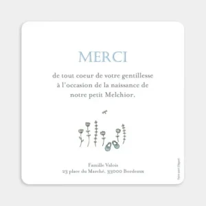 Remerciements naissance Dans mon jardin*Faire-part Elégant Outlet