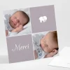 Remerciements naissance Elephant deux photos*Faire-part Elégant Best