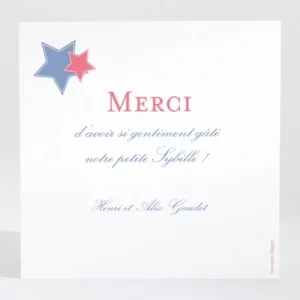 Remerciements naissance Etoiles tendance*Faire-part Elégant New