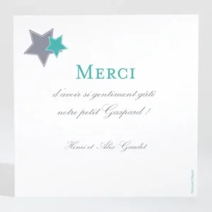 Remerciements naissance Etoiles tendance*Faire-part Elégant New