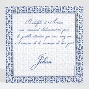 Remerciements naissance Feuillage chic*Faire-part Elégant Online