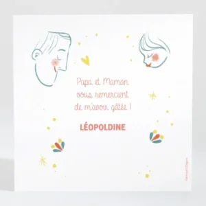 Remerciements naissance Family love girl*Faire-part Elégant Outlet