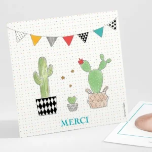 Remerciements naissance Famille cactus*Faire-part Elégant New