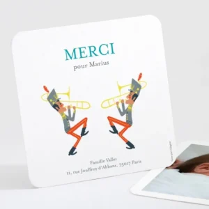 Remerciements naissance Fanfare garcon*Faire-part Elégant Discount