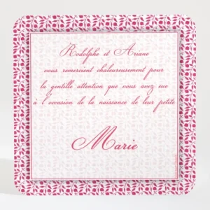 Remerciements naissance Feuillage chic*Faire-part Elégant Online
