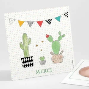 Remerciements naissance Famille cactus*Faire-part Elégant New