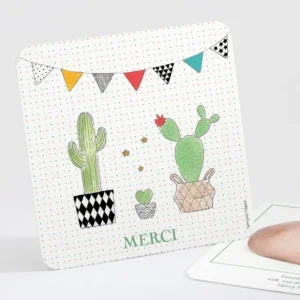 Remerciements naissance Famille cactus*Faire-part Elégant New