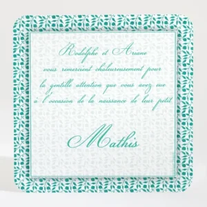 Remerciements naissance Feuillage chic*Faire-part Elégant Online