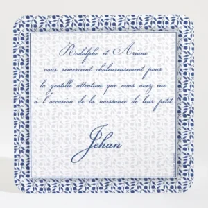 Remerciements naissance Feuillage chic*Faire-part Elégant Online