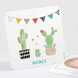 Remerciements naissance Famille cactus*Faire-part Elégant New