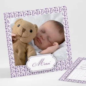 Remerciements naissance Feuillage chic*Faire-part Elégant Online