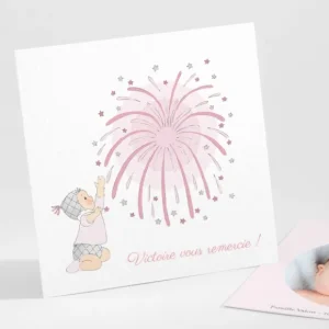 Remerciements naissance Feu d'artifice*Faire-part Elégant Sale