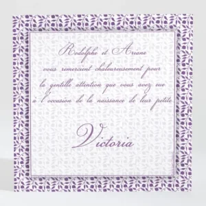 Remerciements naissance Feuillage chic*Faire-part Elégant Online