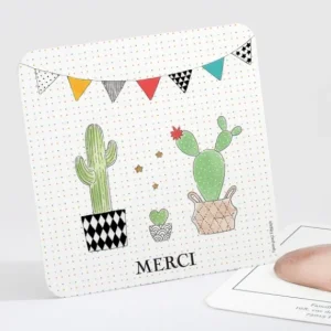Remerciements naissance Famille cactus*Faire-part Elégant New
