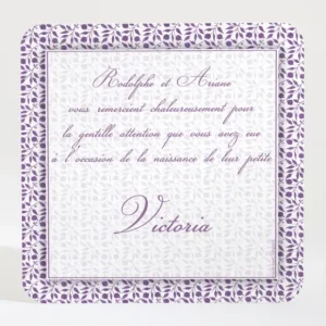 Remerciements naissance Feuillage chic*Faire-part Elégant Online