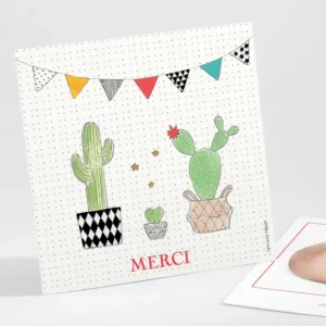 Remerciements naissance Famille cactus*Faire-part Elégant New