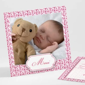 Remerciements naissance Feuillage chic*Faire-part Elégant Online