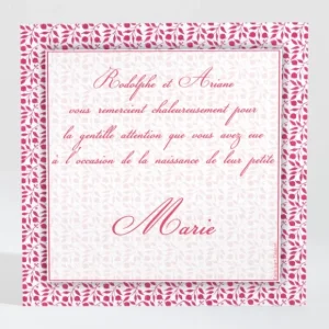 Remerciements naissance Feuillage chic*Faire-part Elégant Online