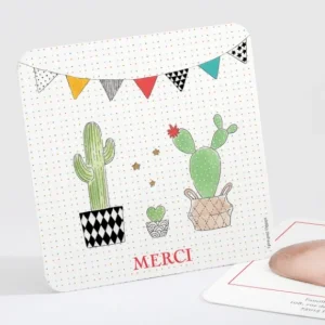 Remerciements naissance Famille cactus*Faire-part Elégant New