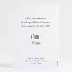 Remerciements naissance Guirlande fleurie*Faire-part Elégant Clearance