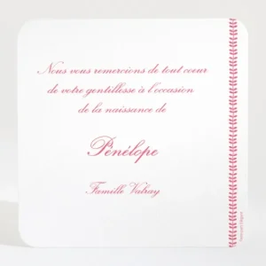 Remerciements naissance Guirlande de feuilles*Faire-part Elégant Online